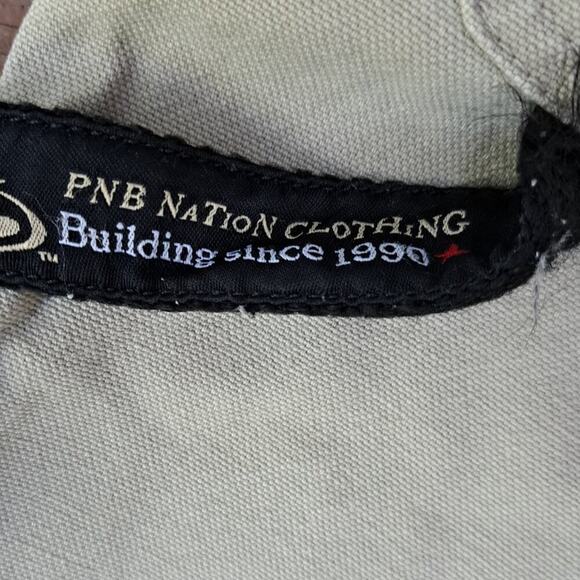 Vintage PNB Nation Clothing Carpenter Cargo pants 34X34 Men Baggy Y2K Kaki Hip H - Picture 8 of 13